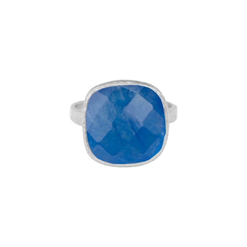 Geo Glam Quadra Stone Adjustable Ring Silver