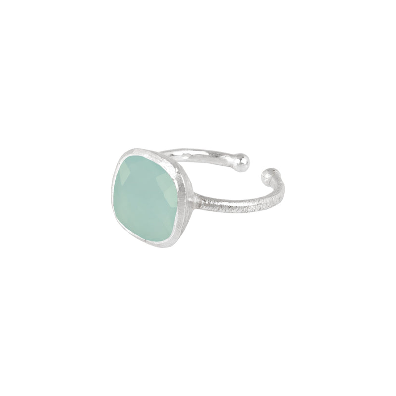 Geo Glam Cup Stone Ring Silver