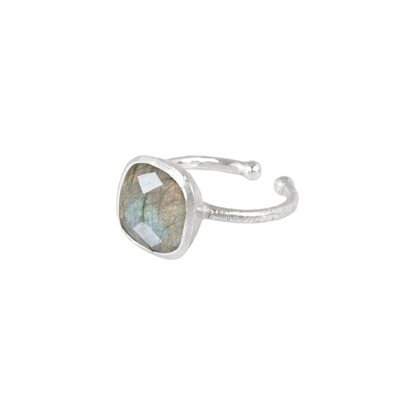 Geo Glam Cup Stone Ring Silver