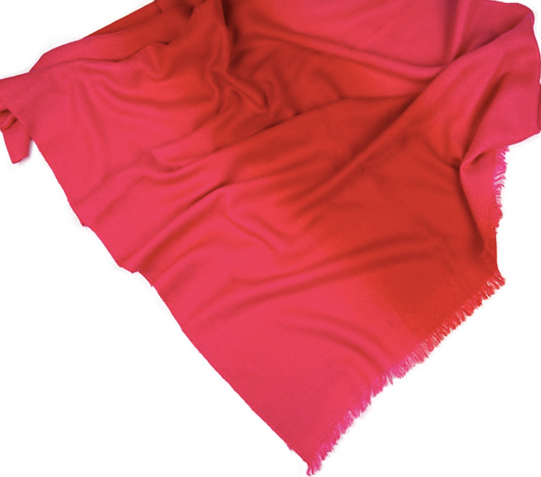 Two Colours Cashmere Ombre Pink-Red
