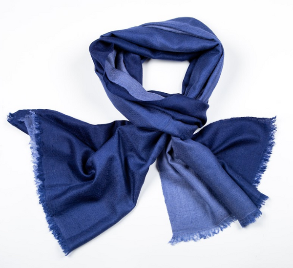 Tone to Tone Cashmere Ombre Stole - Navy Blue