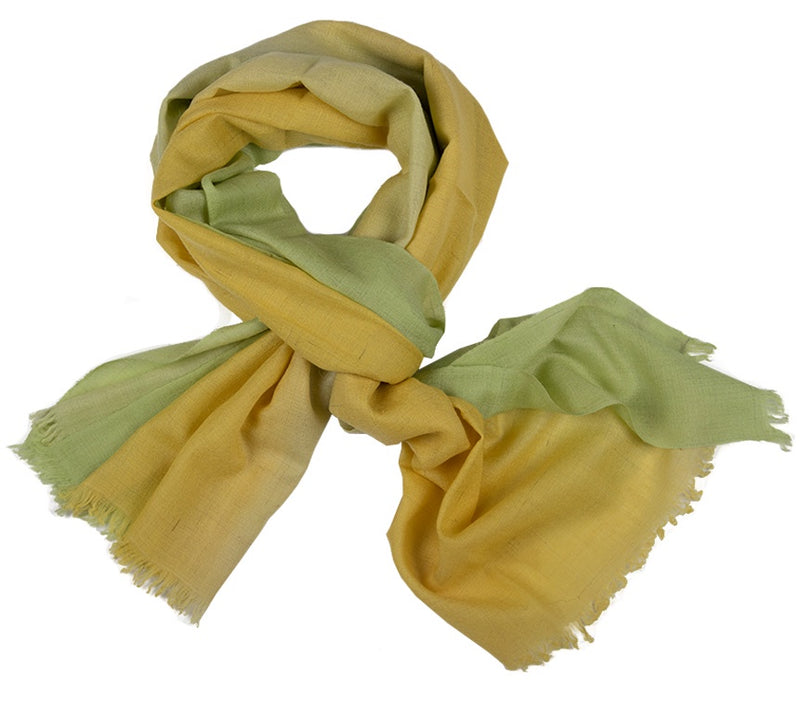 Two Colour Cashmere Ombre Stole - Vertical Neon Yellow & Neon Lime