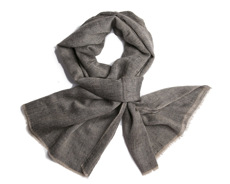 Cashmere Structured Weave Scarf - Charcoal Black